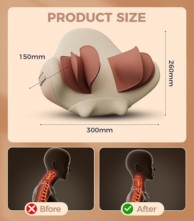 3-in-1 Heated Neck Traction Massage Pillow Neck Massager for Pain Relief deep Tissue