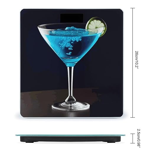 Blue Cocktail Weight Scale Digital Electronic Scales Bathroom Scale Larg LCD Backlight Display High Precisio MeasurementsTempered Glass
