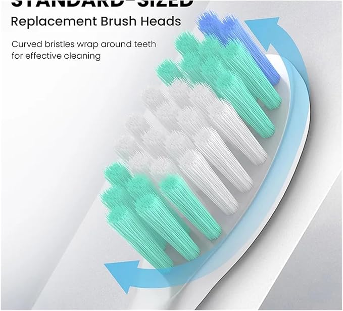 10 Pieces Large Brush Head Crescent-Shaped Bristles Compatible for Aquasonic Series Electric Toothbrush Soft Bristle Deep(White)