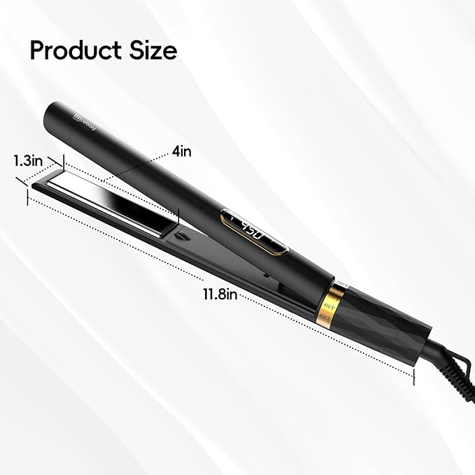 Nicebay Flat Iron Hair Straightener 1 Inch Titanium Hair Straightener &amp Curler Fast Heating5 Temp Settings Negative Ion TechnologyTravel-Friendly Smooth Salon Design