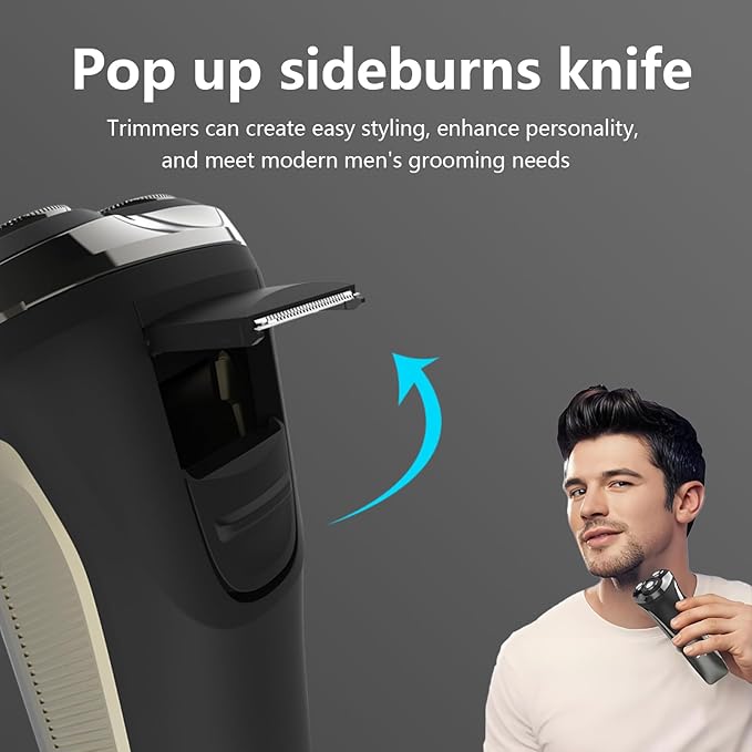Electric Razor for Men4D Floating Head Rotary Electric RazorIpx7 Waterproof Shavers for Men Wet &amp Dry Shaver with LCD Display&amp Quiet Motor (Black)