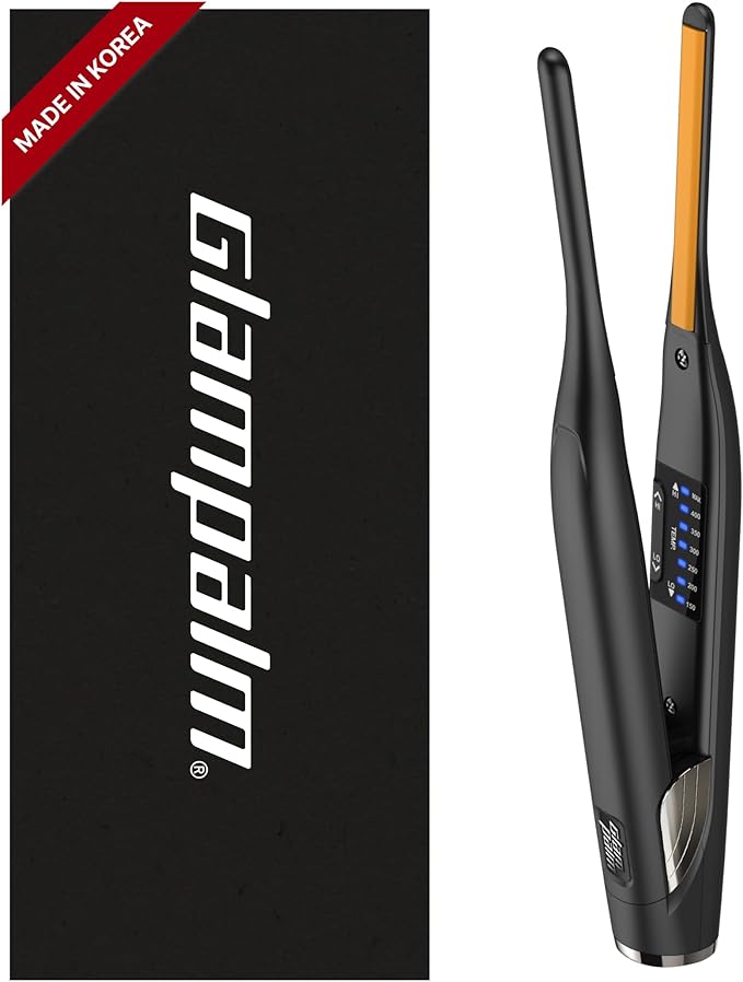 GLAMPALM Stiletto Hair Straightener 0.3 Pencil Ceramic flat iron Infused with Vita C Korea's No.1 Professional Salon Tool for Short Hair Dual Voltage 7 Heat Setting(150°–450°) 10s Heat-Up (GP141)