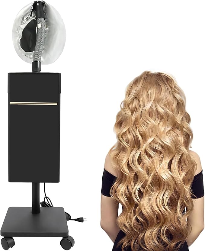 600W Multifunctional Anion Hair Dyeing Machine Hair Oil Machine Stand Up Base Salon Spa Equipment Vertical Steamer(Black1)