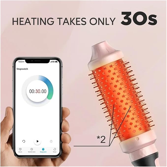 Professional Women's Infrared Thermal Brush - Ceramic Curling Iron &amp Heated Round Brush for Effortless Styling(B)