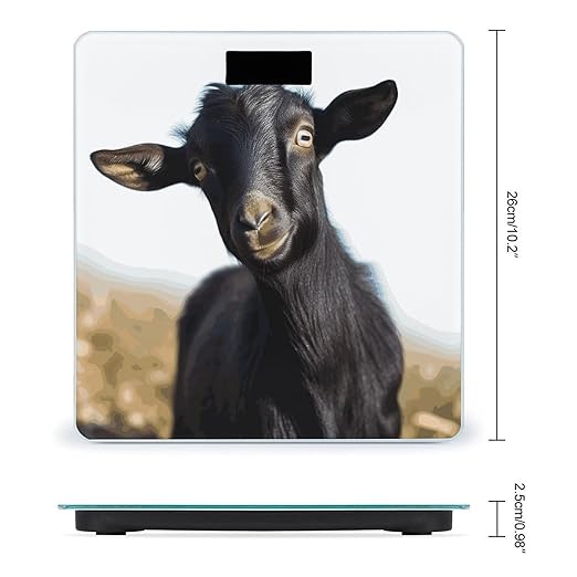 Cute Black Goat Animal Bathroom Scale for Body Weight Bathroom Weighing Scale with Backlit LCD Display Highly Accurate Measures Weight Up to 180kg