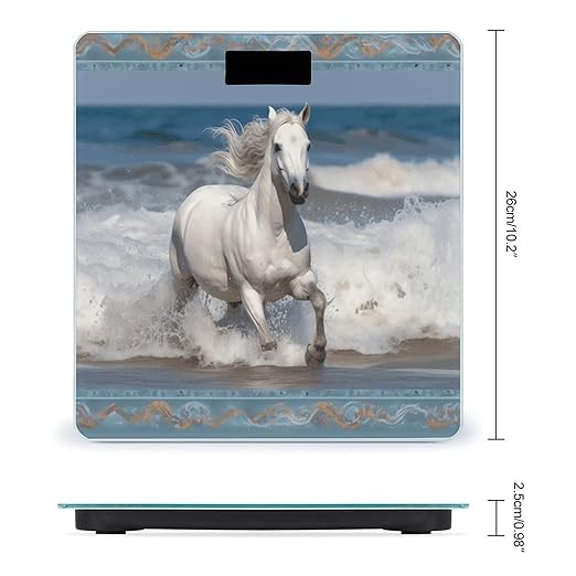 Digital Bathroom Scale for Body Weight Scale with Bright LCD Display High Accuracy Step-On Technology Auto On/Off White Horse Running on The Sea Digital Scales 400 Lbs /180kg
