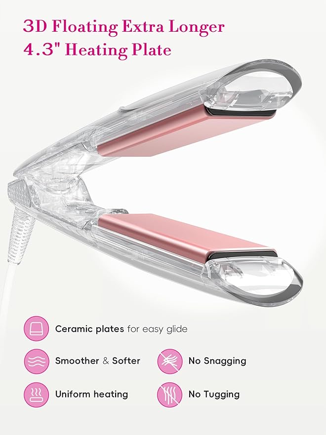 LANDOT Flat Iron Hair Straightener: Ceramic Ionic Straightener for Frizz-Free Shine - Adjustable Temp 250-450F &amp Auto Shut Off + Travel Pouch