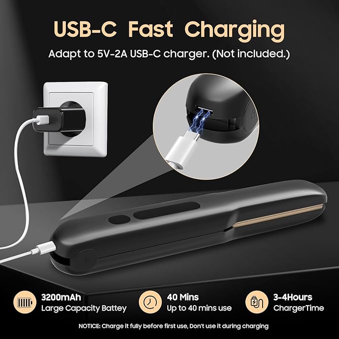 Cordless Hair Straightener and Curler 2 in 1 Portable Mini Flat Iron &amp Curling Iron Fast Heating &amp Titanium Plate Straightener with 4 Adjustable TempTravel Size Preferred Gifts