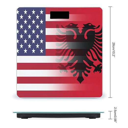 U.S.A. Albania Flag Digital Bathroom Scale for Body Weight Lighted LCD Display Round Corner
