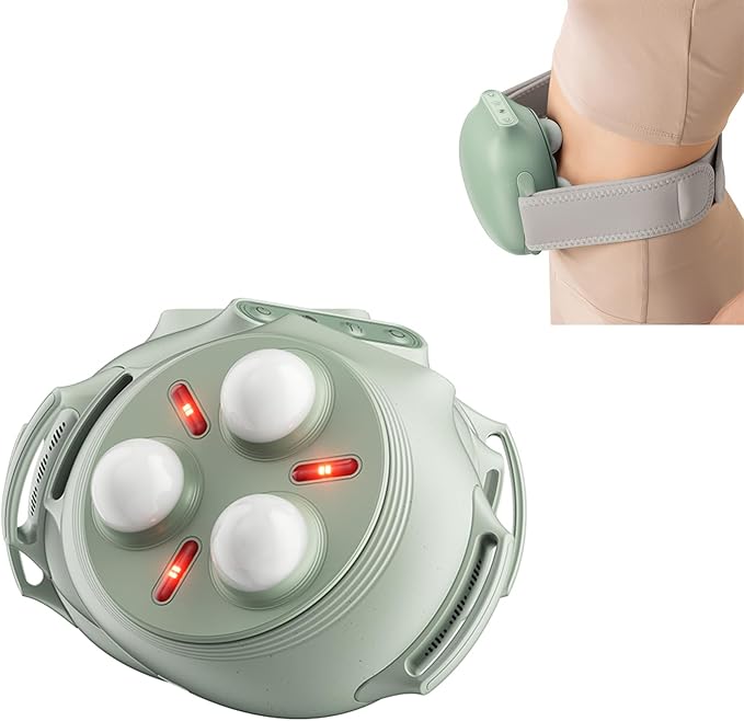Wireless Heated Abdominal Massage Belt with Natural Jade Massage Heads – Cordless Waist Massager with Gentle Heat &amp Rotating Massage Adjustable Fit for Daily Relaxation at Home or Office