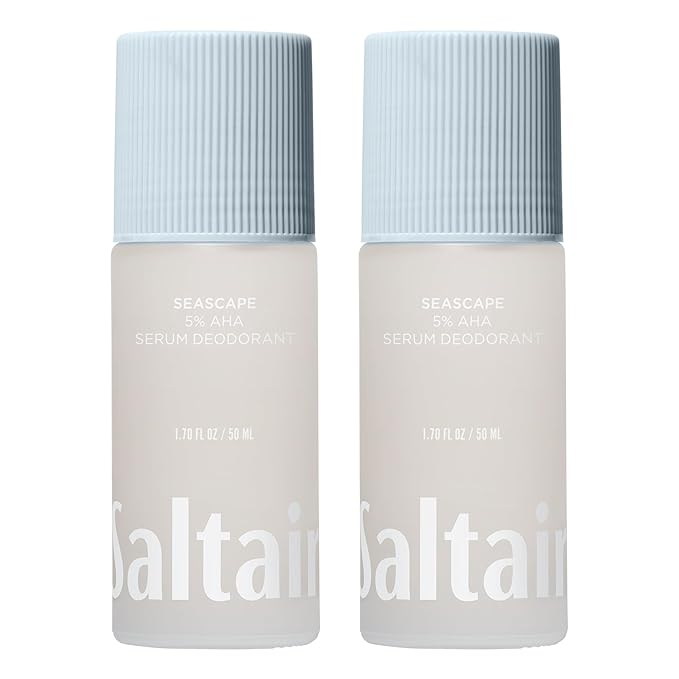 Saltair Serum Deodorant 2 Pack – 5% AHA – Aluminum-Free Odor Control for Women &amp Men – Mandelic Acid Deodorant with Lactic Acid – Seascape Scent – 2x 1.7oz Travel Roll On