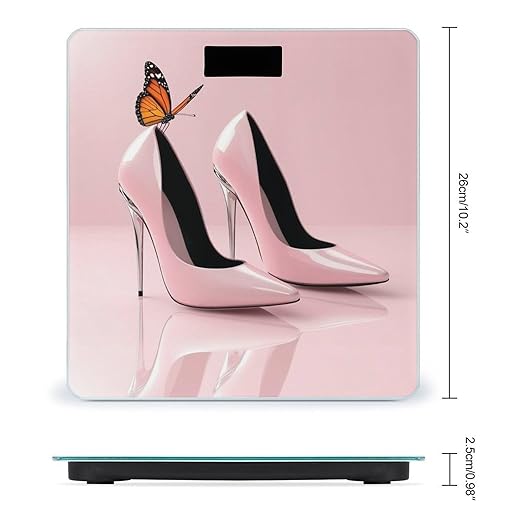 Smart Scale for Body Weight Automatic Switch Digital Bathroom Weighing Scale Elegant Pink High Heel Shoes Butterfly