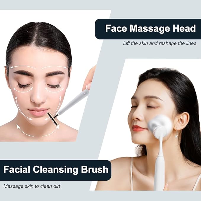 Sonic Electric Toothbrush USB Rechargeable Powerful Sonic Cleaning Tooth Brush with 6 Modes 5 Brush Heads + 1 Facial Cleansing Brush Head + 1 Face Massage Head Whitening Toothbrushes