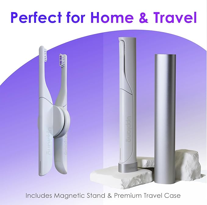 Electric Toothbrush Portable Travel Sonic Toothbrush with Protective Case USB-C Rechargeable Neutral Comfort Bristles Waterproof Smart Timer Compact for Daily Use (Pearl White)