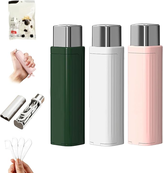 Portable Dental Floss CaseAutomatic Dental Floss Pick CaseRefillable Floss Organizer with 100 PicksDentals Flosss Pick Cases for Cleaning Teeth and Oral Care (3PCS)