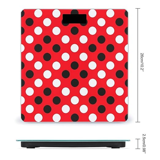 Red White Polka Dot Scale for Body Weight Anti-Slip Sturdy Tempered Glass Weighing Machine Highly Digital Accurate Bright LCD Bathroom Scale for Household Gift