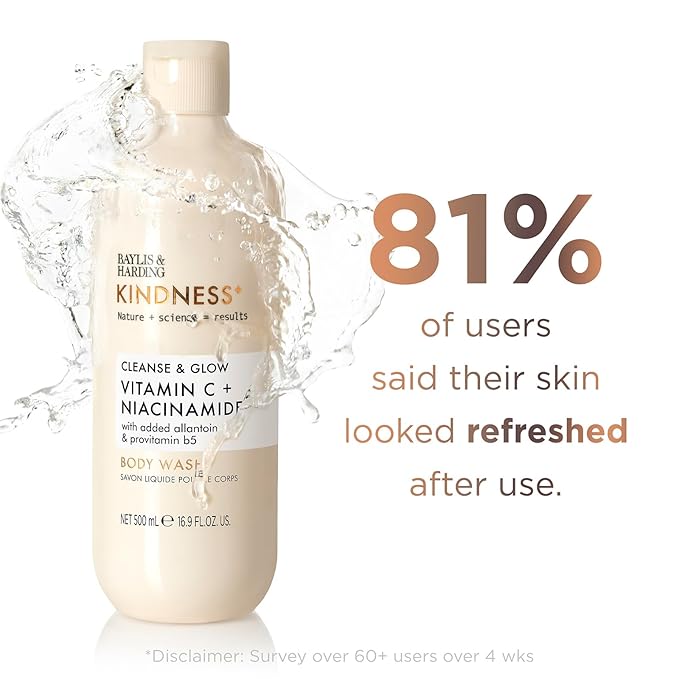 Baylis &amp Harding Kindness + Vitamin C &amp Niacinamide Orange &amp Mango Fragrance 16.9 fl. oz Cleanse &amp Glow Body Wash (Pack of 3) - Biodegradable Formula - Vegan Friendly