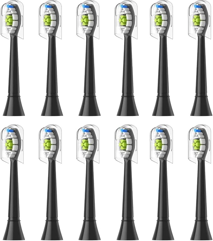 Replacement Brush Heads Compatible for with Sonicare Electric Toothbrush Fit EasyClean Gum Health FlexCare Healthy(12pcs Black)