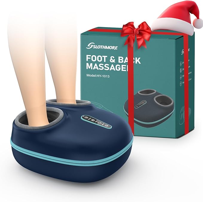 2-in-1 Shiatsu Foot Massager with Heat Foot Warmer Heating Pad for Circulation and Pain Relief Plantar Fasciitis Neuropathy Adjustable Kneading Massagers for Feet Back Gifts for Women Men