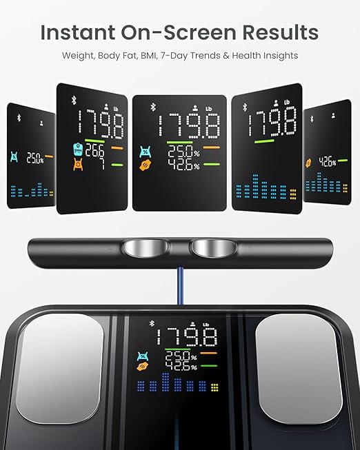 RENPHO Scale for Body Weight and Fat Percentage Smart Scale with 8 Electrodes Larger Platform Body Analyzer for BMI Body Fat Muscle Mass High Precision 400lbs