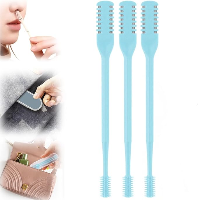 2 in 1 Nose Hair TrimmerMini Double Sided Portable Nasal Hair CutterManual 360° Rotating Nose Hair Remover Tools for Men and Women /1634 Blue