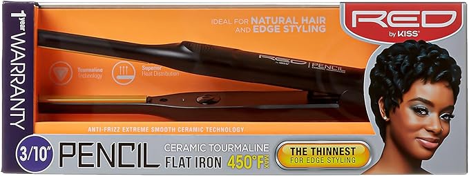 RED by KISS 3 Pcs Styling Set for Curls 0.3” Ceramic Tourmaline Pencil Flat Iron Foaming Mousse with Jamaican Black Castor Oil Ultra Strong Hair Wrapping Strips for Sleek Styles &amp Frizz Control