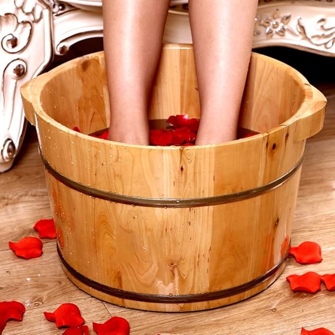 Foot Tub Wooden Foot Basin Adult Footbath Cedar Foot Bath Barrel Wooden Foot Washing Household Foot Bath Barrel Pedicure Bucket Foot Tub 26 Cm foot Bath Wooden Bucket Foot Spa Household Wash Ba