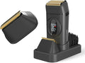 HUMMINGBIRD MK17 DualPro Foil Shaver &amp Beard Trimmer for Men – Gold Titanium Blades Digital Display Wet/Dry USB-C &amp Wireless Charging Dock with One Additional Trimmer Replacement Blade