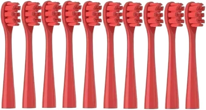 10PCS Replacement Brush Heads Compatible for Y1S/Y4/U1/U2/U3/P1/P4 Soft Toothbrush Clean Nozzles(10PureRed)