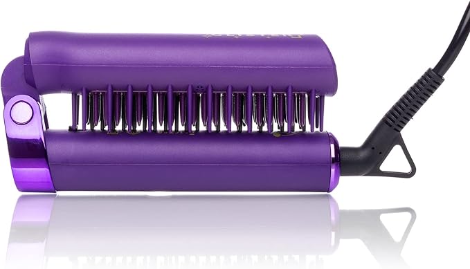 Glister Folding Hair Straightener Brush Hair Brush for Hair Straightening Volumizer Fringe Curler Hair Styling Comb with Adjustable Temperature- Violet Crush (Purple)