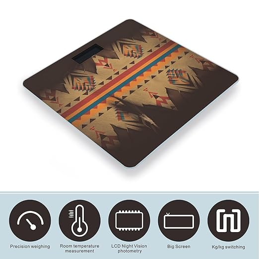 Native American Bathroom Scale Large LCD Backlight Display Digital Scale Rounded Corners Body Scales Automatic Power On/Off Bathroom Scales for Home Bedrooms