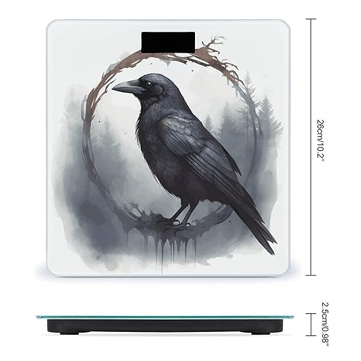 Black Crow Bathroom Scale Automatic Power On/Off Body Scales LCD Backlight Display Square Digital Scale Rounded Corners Bathroom Scales for Home Bedrooms