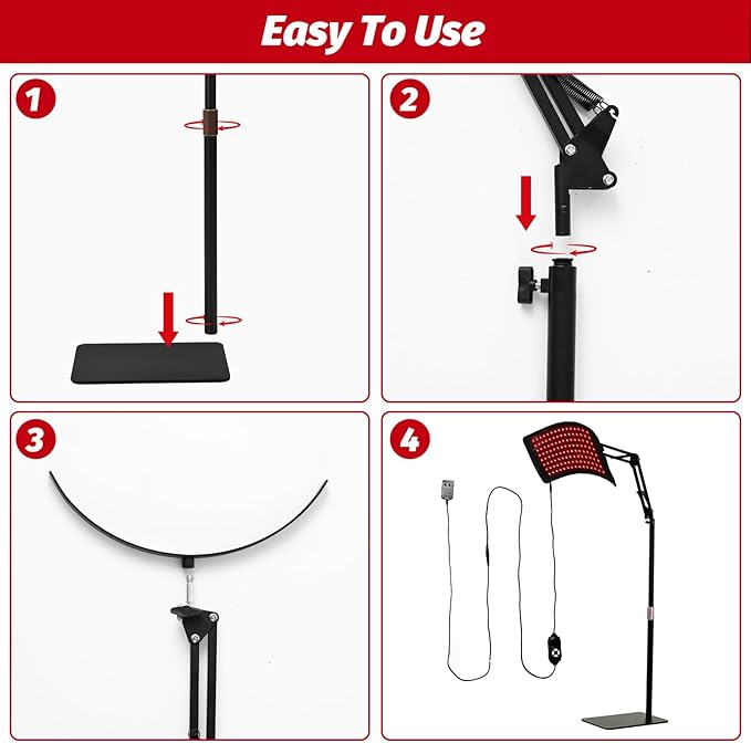 Red Light Therapy Stand Light Therapy Stand Angle Height Adjustable Holder Install the Light Therapy Pad on the StandYou can use it on the Whole Body