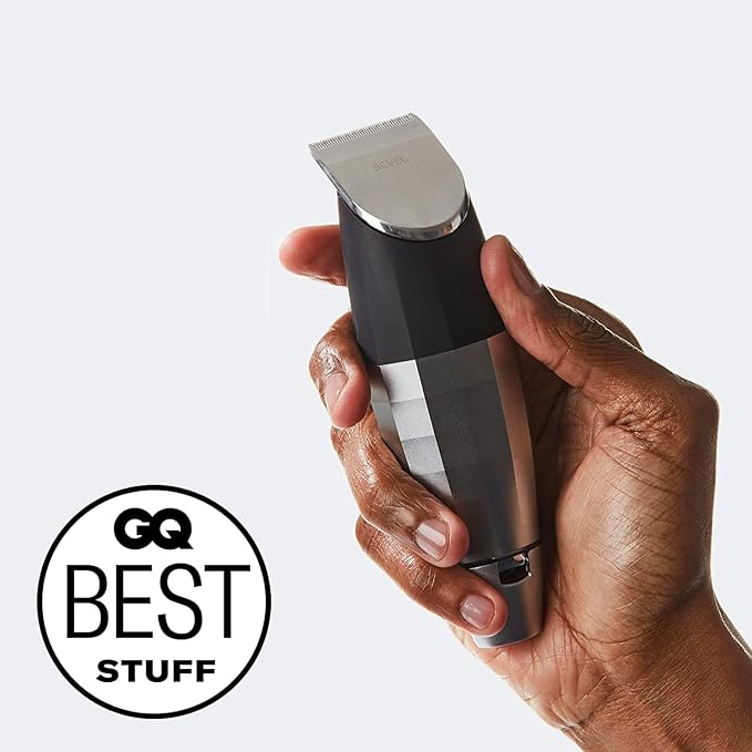 Bevel Beard Trimmer for Men - Cordless Trimmer 6 Hour Rechargeable Battery Life Tool Free Adjustable Zero Gapped Blade Barber Supplies Mustache Trimmer Silver