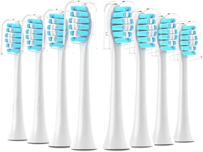 8Pack Replacement Toothbrush Heads Compatible for PhlpsCompatible for Soni Care Brush HeadWhite(8pcs Green)