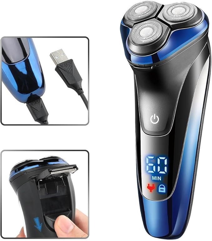 Head Shavers for Bald Men Wet Dry Electric Shaver for Men Rotary Beard Electric Razor Shaving Machine Grooming Kit Rechargeable LCD Display