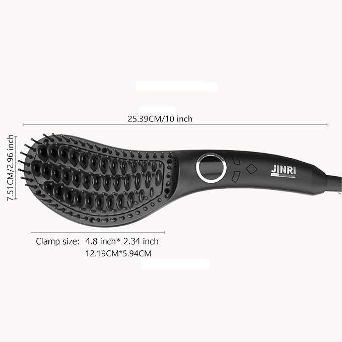 JINRI Volumizing Hair Iron Hair Straightener Brush Adjustable Temp 360 ° Tail Rotation Lasting Hair Volume for Short Or Thin Black