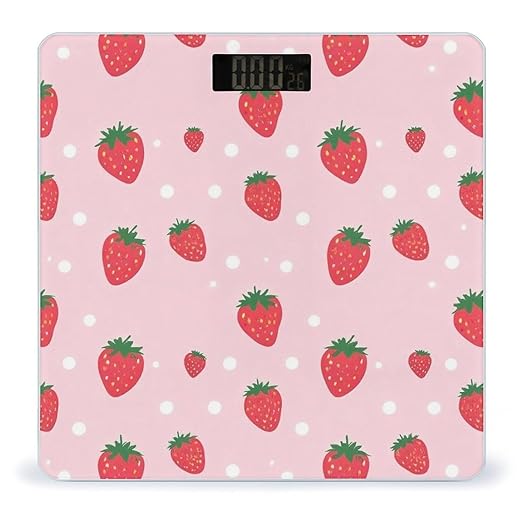 Energy Saving Scale Bathroom Weighing Scale Smart Scale for Body Weight Digital Cute Pink Strawberry Polka Dot