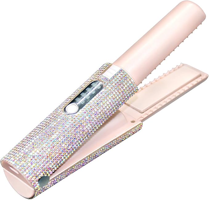 Travel Flat Iron 2 in 1 Hair Curler and Straightener Rechargeable Hair Straightener Portable Straightening Iron Flat