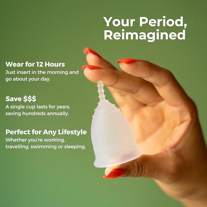 Menstrual Cup by AllMatters - Size A - Superior to Pads &amp Tampons - Voted Best Menstrual Cup by Reviewed - Made in Germany - Soft and Flexible