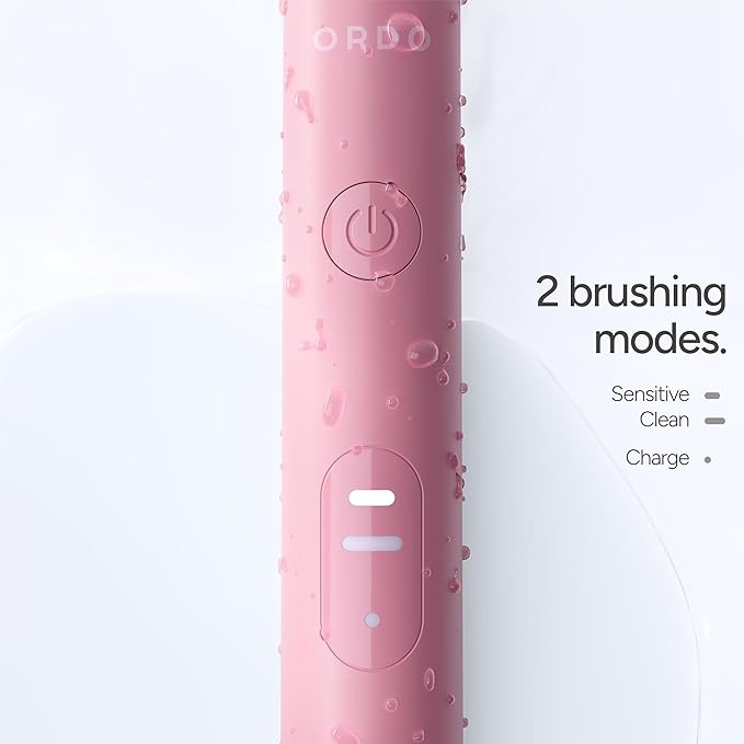 ORDO Lite Sonic Toothbrush Electric Toothbrushes with 35000 Pulses Per Min Dual Modes Over 5 Weeks Battery Smart Timer Waterproof USB C Petal