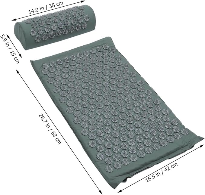 Veemoon Shiatsu Acupressure Massage Mat Practical Massage Pillow Set with Bag for Home Relaxation and Back Therapy