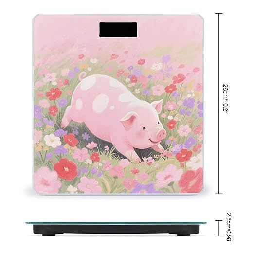 Cute Pig Weight Scale Large Digital Bathroom Scales with Bright LED Display Non Slip Digital Scale and Step On Fashion Weighing Machine for Body