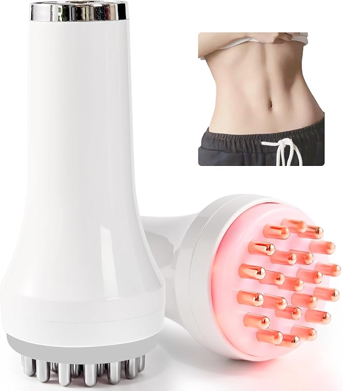 DiDEER Lymphatic Drainage Massager &amp Anti Cellulite Massage Tool for Legs Arms &amp Belly BodyHelps Reduce Stretch Marks &amp Cellulitewith Microcurrent Light Heat &amp Vibration (White)