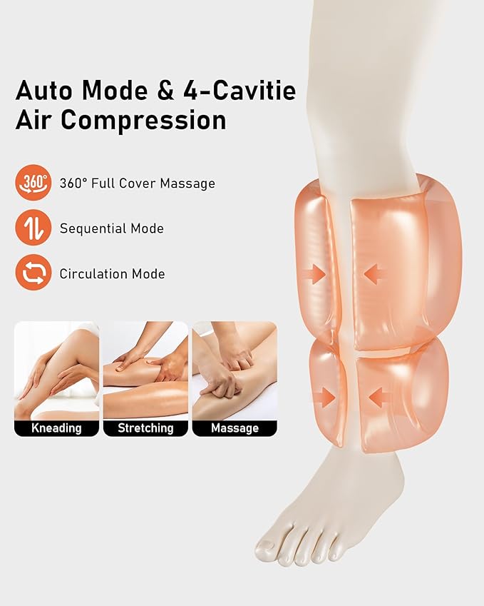 QUINEAR Rechargeable Calf Massager with Air Compression Leg Massager for Circulation and Pain Relief Portable Leg Massager with 6 Intensities &amp 3 Modes Fast Recovery for Swelling Relax for Gym