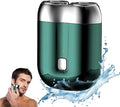 New Model Mini Dual-Head Electric Shaver 2025 New Pocket Electric Mini Portable Razor Double Head Razor Washable USB Rechargeable Dual Head Compact Razors for Home Car Travel (Green)