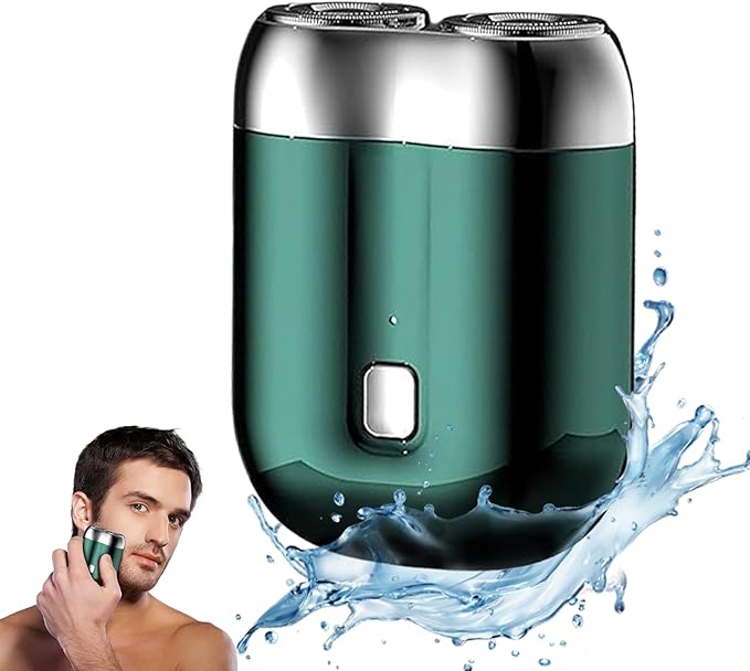 New Model Mini Dual-Head Electric Shaver 2025 New Pocket Electric Mini Portable Razor Double Head Razor Washable USB Rechargeable Dual Head Compact Razors for Home Car Travel (Green)