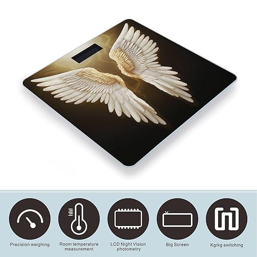 Digital Bathroom Scale for Body Weight Scale with Bright LCD Display High Accuracy Step-On Technology Auto On/Off Angel Wing Digital Scales 400 Lbs /180kg