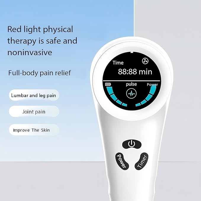 Cold Red Light Therapy Device Handheld Cold Red Light Device with Digital Display 808nm and 650nm Infrared Treatment for Muscle and Joint Pain Relief White