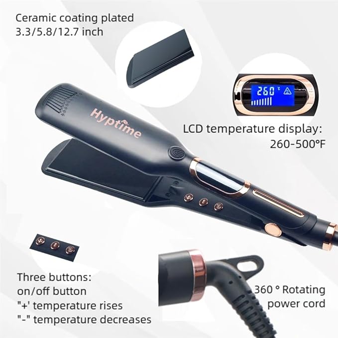 Titanium Flat Iron Straightener Digital Display to Accurately Control Temperature 1 Inch for Thick &amp Curly Hairs Professional Dual Voltage 500°F Fast Heating for Black Hair Friendly